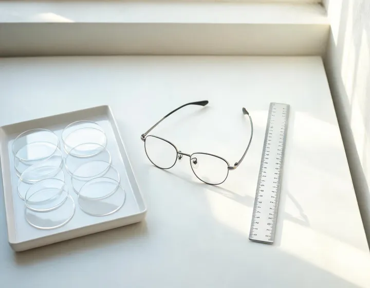 Custom prescription lenses prepared for frame-fit application review